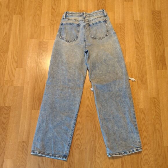 SO Highest Rise Baggy Dad Jeans Womens 3 26 Blue Denim Distressesd Ripped - Picture 4 of 7